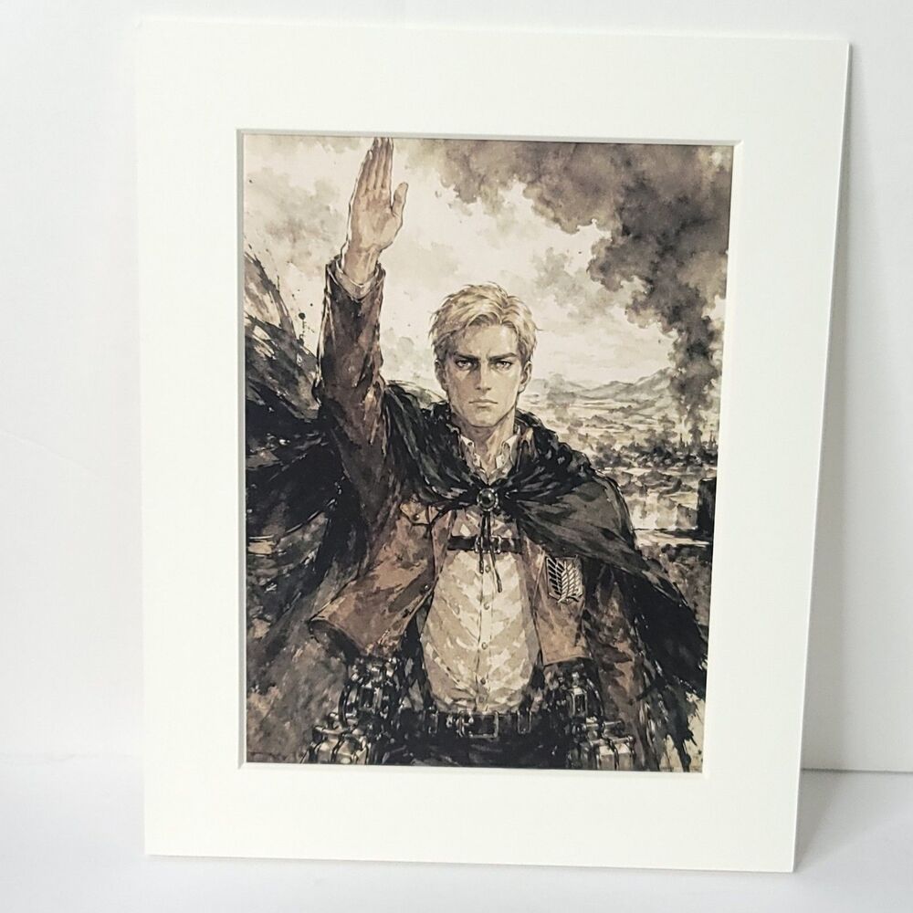 Erwin Heart Attack On Titan Black White Card Anime Sketch Art Oversized Board A4